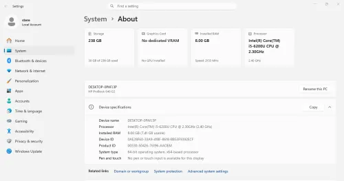 HP ProBook 620 G2 i5-6200U 256 GB SSD 8 GB RAM