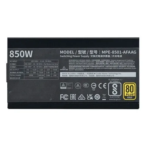 COOLER MASTER PSU MWE GOLD 850v2 / FULL MODULAR / 850W