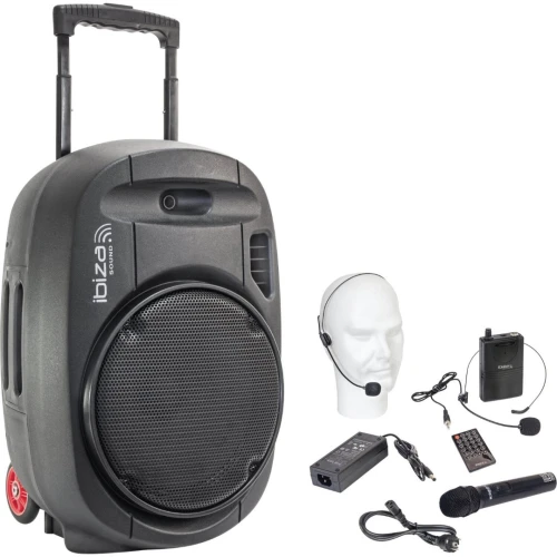 SYSTÈME DE SONORISATION PORTABLE AUTONOME 12”/30CM AVEC USB-MP3, REC, VOX, BLUETOOTH, 2 MICROS UHF