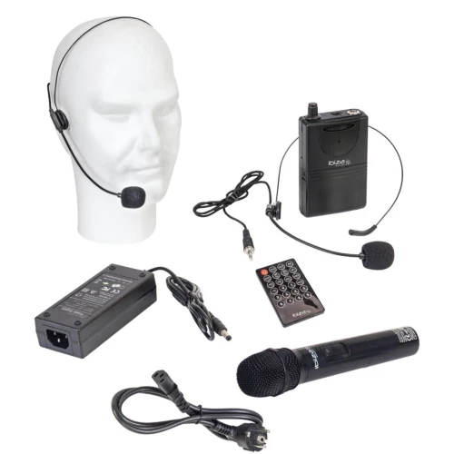 SYSTÈME DE SONORISATION PORTABLE 12”/30CM AVEC USB-MP3, REC, VOX, BLUETOOTH, 2 MICROS UHF - BLANC