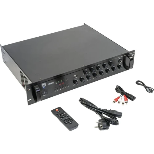 AMPLIFICATEUR-MIXAGE PA A 5 ZONES 240W AVEC USB, BLUETOOTH, FM & TELECOMMANDE