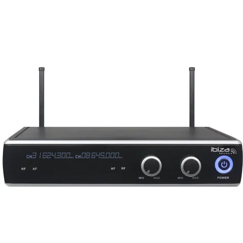 DOUBLE RECEPTEUR UHF AVEC BOITIER CEINTURE, MICRO MAIN, MICROS SERRE-TETE ET CRAVATE