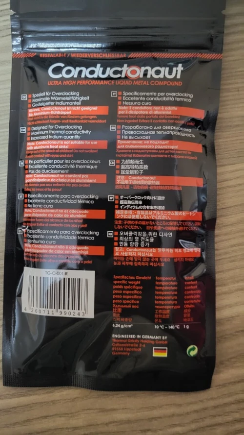 Thermal Grizzly Conductonaut Extreme - 1G Ultra High Performance Liquid Metal Compound Thermal Paste ps5