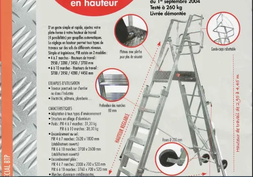 Escabeau, Plateforme Individuelle-ÉCHELLE MOBILE AVEC PLATEFORME-Roulante en Aluminium-
