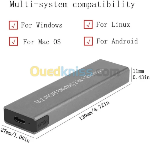 RACK DISQUE DUR SSD M.2 ( NGFF&NVMe) TYPE-C USB 3.1 