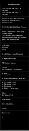 MSI Pulse GL76 12UEK i7 12th
