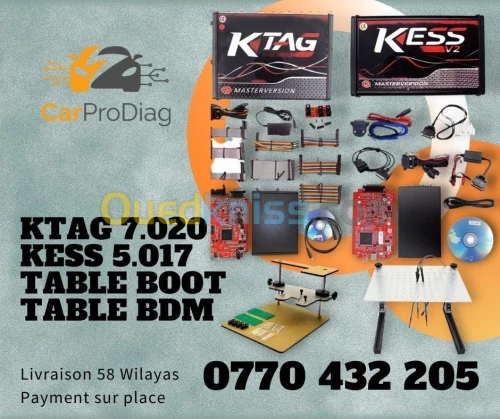 Kess 5.017 KTag 7.020 Table BOOT BDM + 22 adaptateurs Outils Programmation ECU 