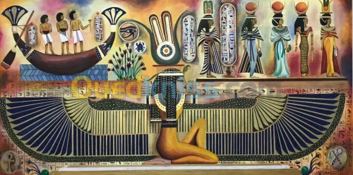 Cadre sur toile peinture acrylique à main. tableau peinture style egyptian