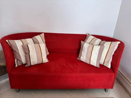 Ensemble Salon Design Rouge Canapé & Fauteuils Confortable