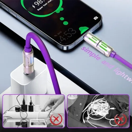 Câble de charge multifonction 4 en 1 USB C, A et Lightning 240W كابل شحن متعدد الرؤوس