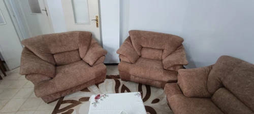 Fauteuil 7 places en velours marron clair