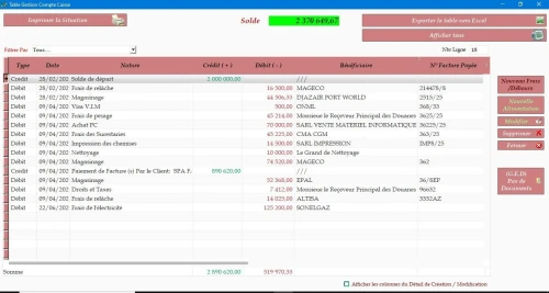 Logiciel de Gestion de la Trésoreries ( Comptes Bancaires et Compte Caisse )