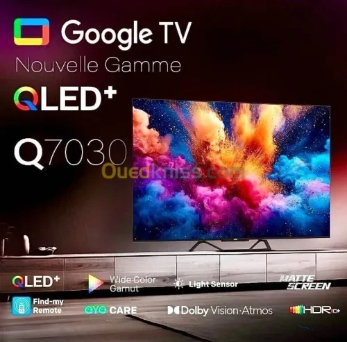 IRIS Téléviseur 55" QLED 55Q7030 UHD GOOGLE TV - Gris - Garantie 2 Ans