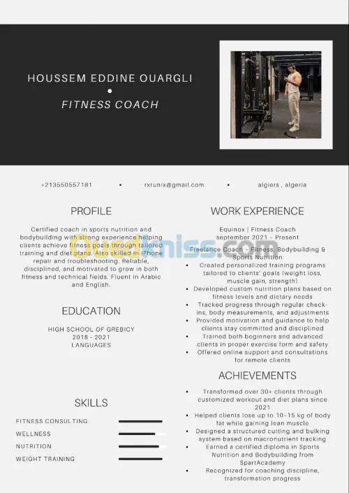 Coach en Musculation Et Nutrition Sportive Recharche Demploi