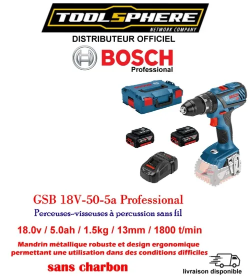 Perceuses-visseuses à percussion sans fil GSB 18v 50 - 5ah Professionnel BOSCH 
