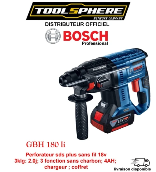 Perforateur sans-fil SDS plus GBH 180-li Professionnel BOSCH