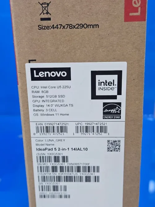 LENOVO IDEAPAD 5 INTEL CORE ULTRA 5 225U DDR5 8GO SSD 512GO NVME ECRAN 14" X360 TACTILE NEUF SOUS EMBALLAGE