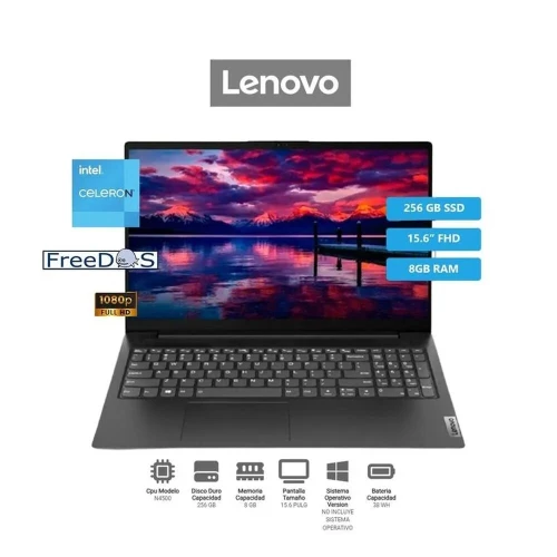 LAPTOP LENOVO V15 G2 INTEL CELERON N4500 DDR4 8GB SSD 256GB NVME ECRAN 15.6" FHD NEUF SOUS EMBALLAGE