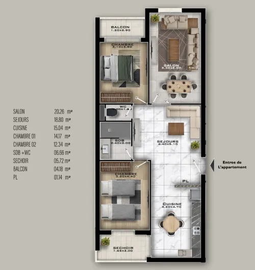 Vente Appartement F4 Mostaganem Mostaganem