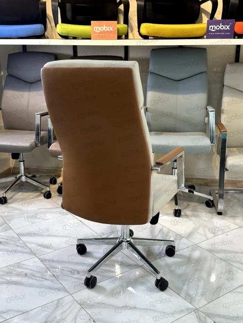 Chaise de bureau administratif AKAR DUO opérateur beige en simili cuir de la marque mobix dz