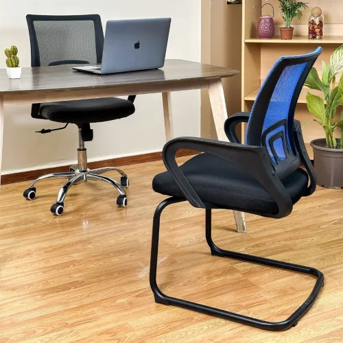 Chaise visiteur filet couleur bleu ergonomique Mobix dz