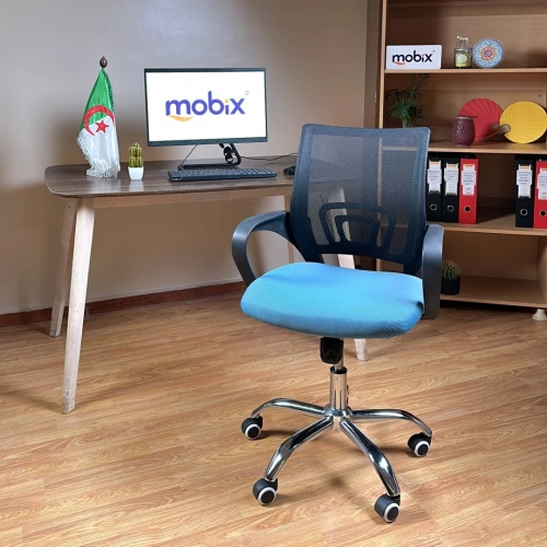 Chaise opérateur filet couleur bleu turquoise et dos noir Mobix dz