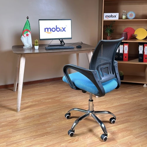 Chaise opérateur filet couleur bleu turquoise et dos noir Mobix dz