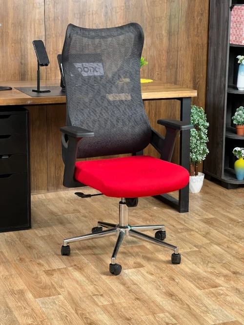 Chaise de bureau opérateur ONDA ergonomique rouge de la marque mobixdz