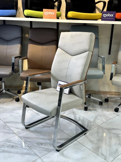 Chaise bureau visiteur AKAR DUO beige simili cuir de la marque Mobix dz