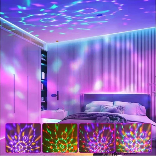Lampe d ambiance LED USB pour voiture avec rotation automatique RGB