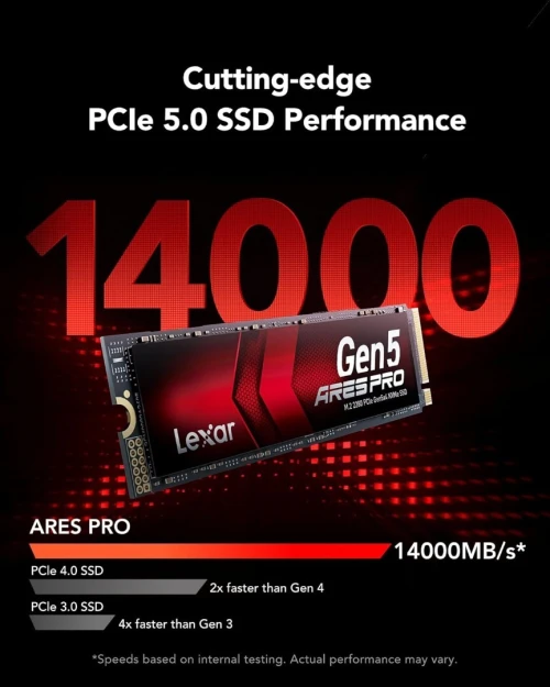 SSD Lexar 1 Tb ARES PRO PCIe 5.0 jusqu à 14 000 Mo/s