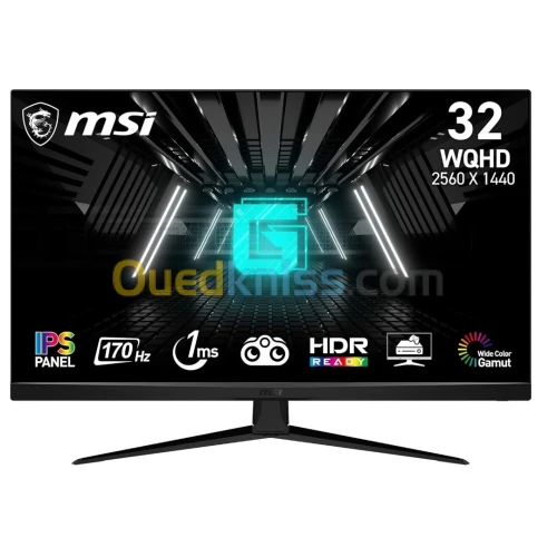 MSI G321Q Écran PC Gaming 31,5" WQHD 2K Dalle IPS, 2560x1440, 170Hz / 1ms, 16:9  G-SYNC Compatible 
