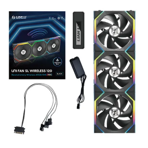 Lian Li Uni Fan SL Wireless 120 (noir) Pack de 3 + Controleur WIFI ( NORMAL / REVERSED )
