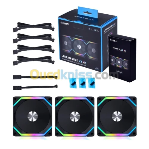 LIAN LI UNI Fan SL120 V2 RGB Noir 3x 12cm Fan Pack Avec Controlleur