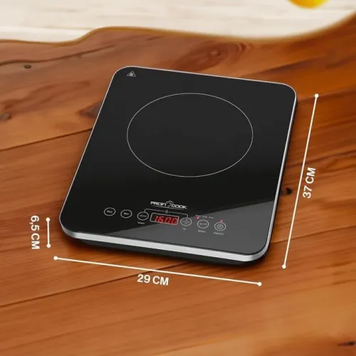 Plaque Chauffante Induction 2000W Noir Vitrocéramique Tactile Proficook 