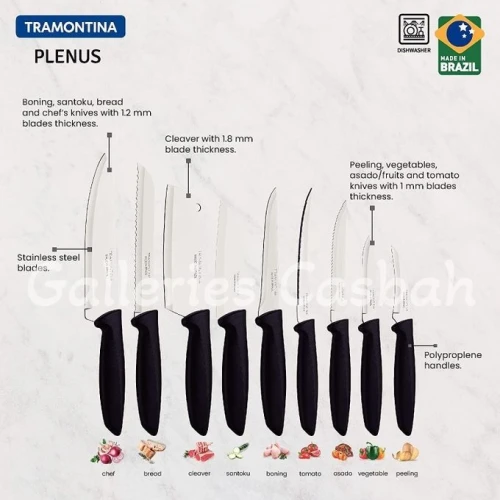 Ensemble De Couteaux En Inox Haute Qualité Lot de 9 Pcs cuisine TRAMONTINA