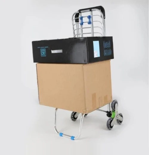 Chariot Caddie Portable Et Pliable , Pour Supermarché A 6 Roues, Monte-Escalier, En Aluminium Dure