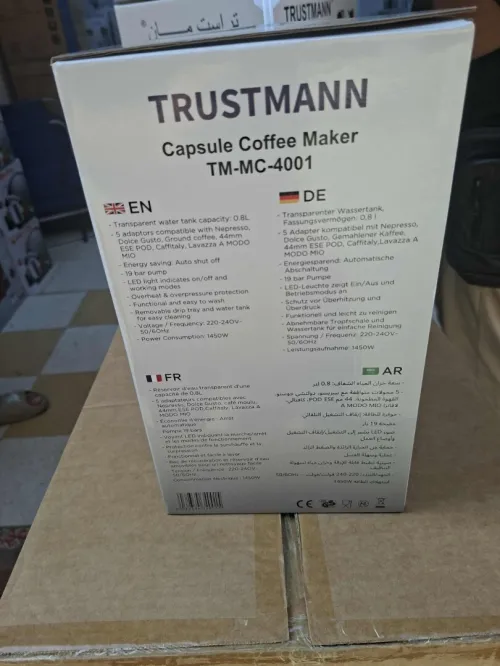 Machine à Café à Capsules Et Poudre TRUSTMANN 6En1, Pompe 19 Bars, 1450W