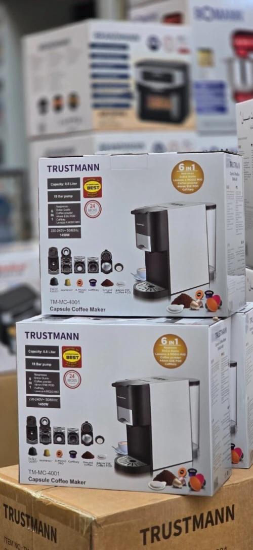 Machine à Café à Capsules Et Poudre TRUSTMANN 6En1, Pompe 19 Bars, 1450W