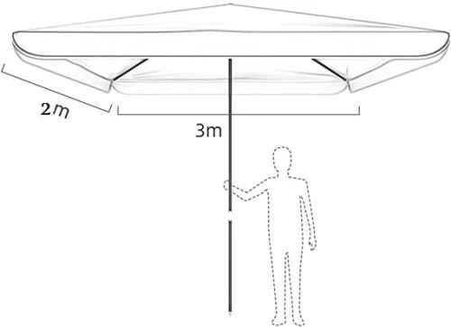 Parasole Carré De Jardin Et Plage Extérieur grand Adapté Aux Magasins De Piscine, 2x2M Et 3X2M
