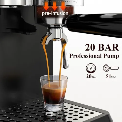 Machine A Expresso Professionnelle Avec Broyeur Intégré, 20 Bars Avec Mousseur , En Acier Inoxydable