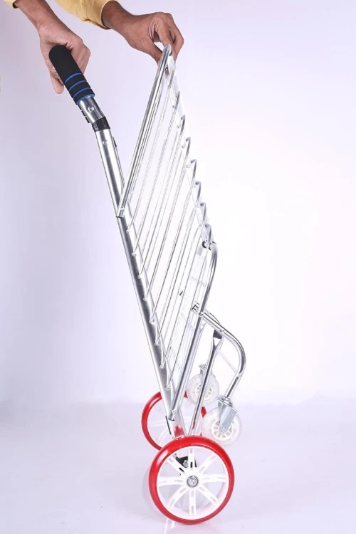 Chariot Caddie Portable Et Pliable , Pour Supermarché A 4 Roues, Monte-Escalier, En Aluminium Dure