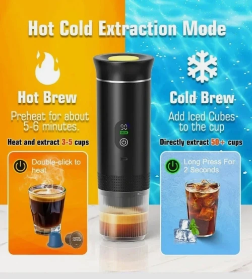 Machine à Café Portable Sans Fil Pour La Voiture, La Maison, Camping Et Les Voyages - Appareil 3En1