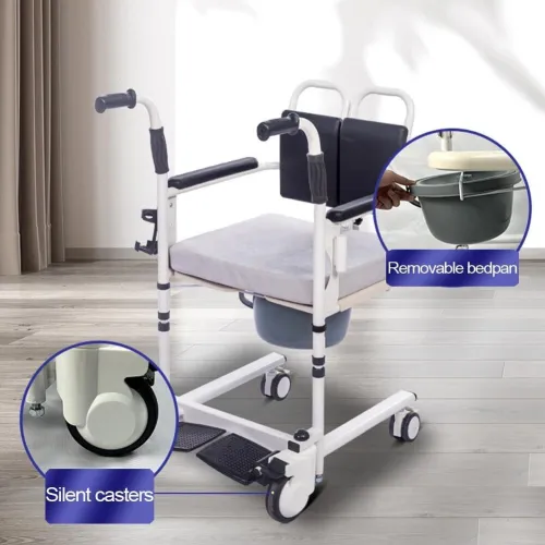 Chaise De Transfert Malade Garde Avec Siège Divisé à 180 Degrés, 5En1 Pour Maison, L'Hôpital, Infirm