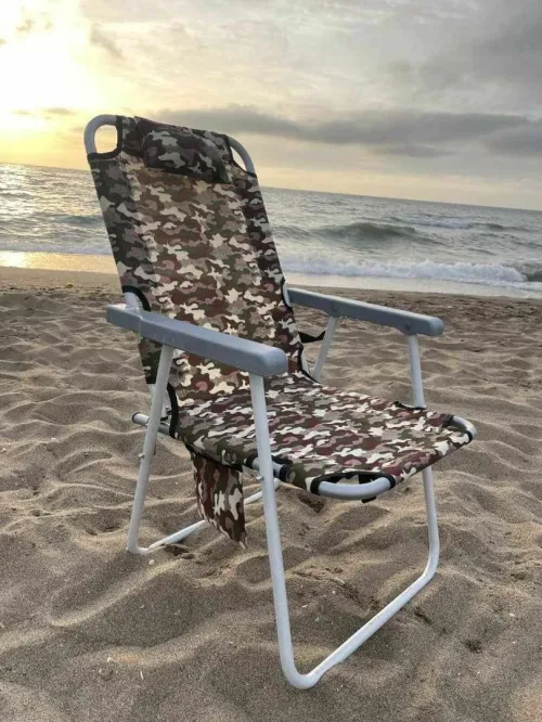 Chaise De Plage Et Camping Pliant En Tissu ET Barre Metal Bon Qualité