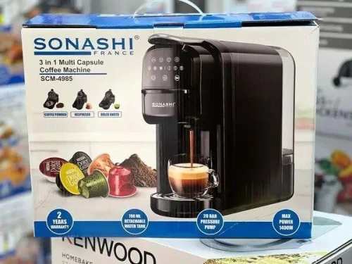 Machine A Café Multi-capsules 3En1, Cafetière 1400 Watt, Panneau De Commande Tactile, Fonction Autonettoyante - Noir