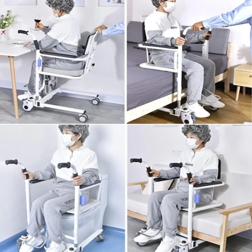 Chaise De Transfert Malade Garde Avec Siège Divisé à 180 Degrés, 5En1 Pour Maison, L'Hôpital, Infirm
