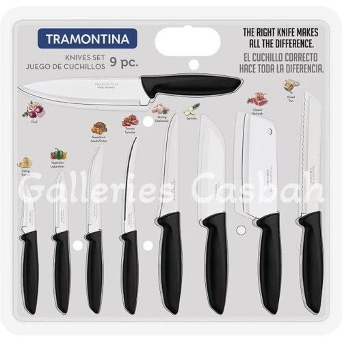 Ensemble De Couteaux En Inox Haute Qualité Lot de 9 Pcs cuisine TRAMONTINA