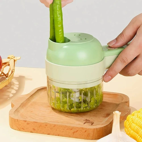 Mini Hachoir Electrique 4 en 1 A L'ail, Coupe-légumes , Viande Et Autres