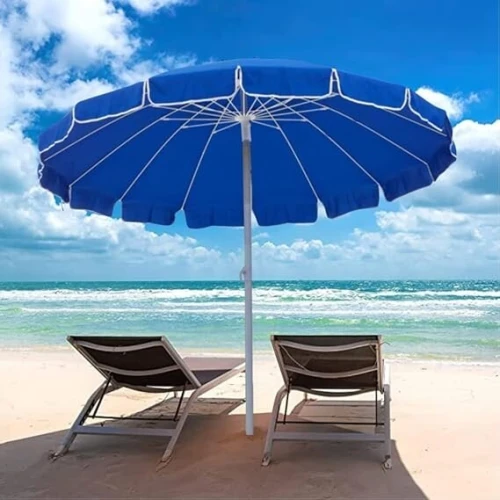 Parasol De Plage Et Jardin Coupe-Vent, 16 Attelles En Fibre De Verre, Parasol De, Anti-UV, Piscine